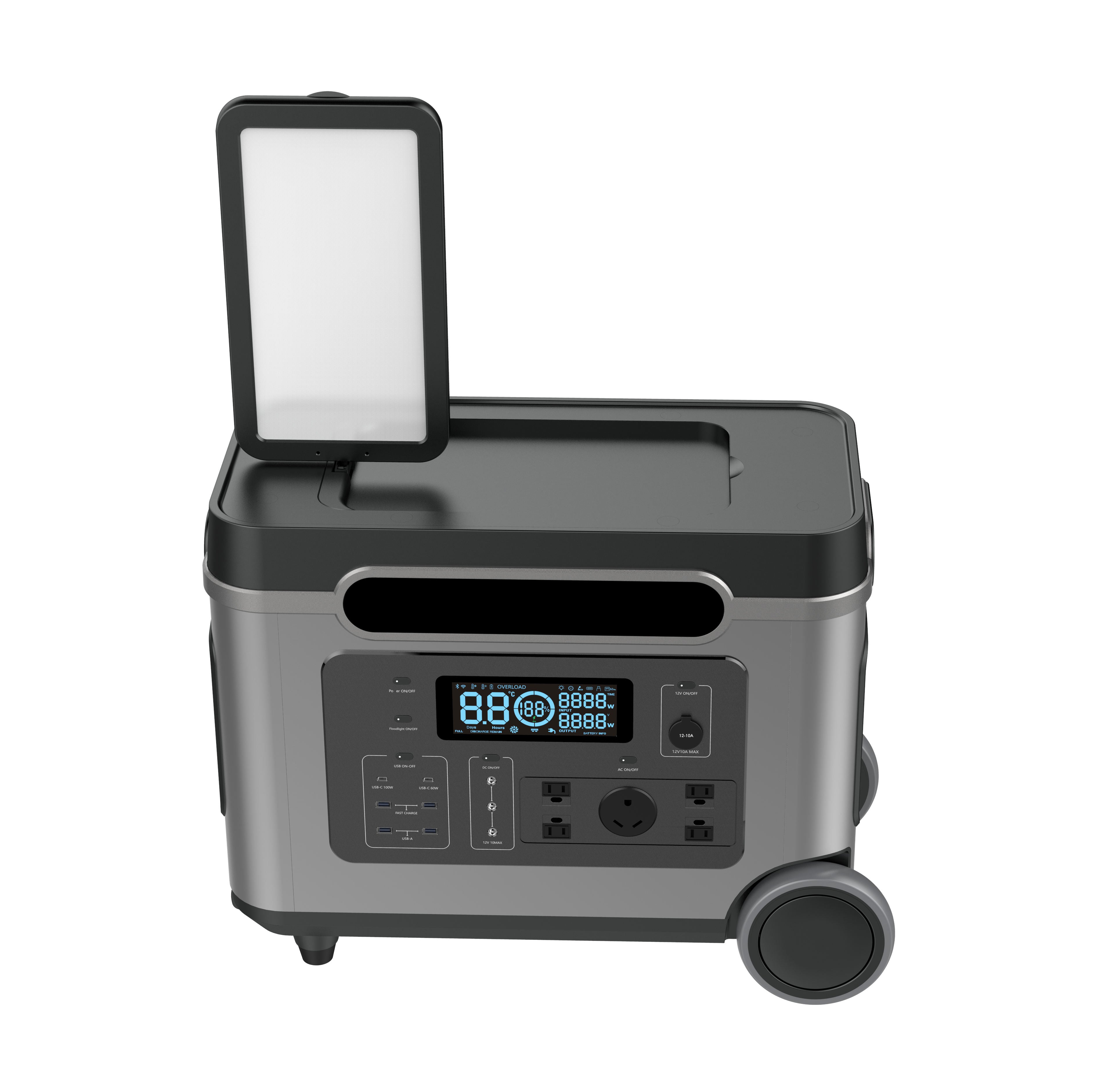 Emergency Power Station With Wheels 220V 2500W/3000W Backup Lithium Battery Energy Storage Portable Solar Power Station For Outdoor