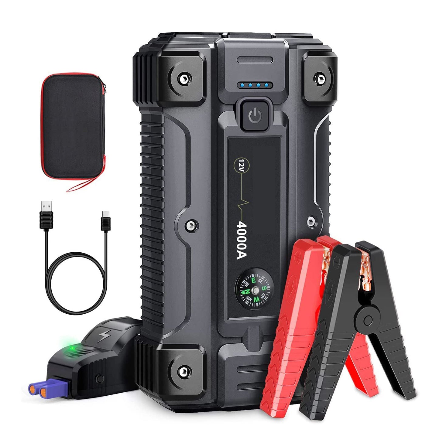Portable Car Jump Starter 4000A Peak 23800mAh Battery Booster – 12V Gas & Diesel Engine Power Bank