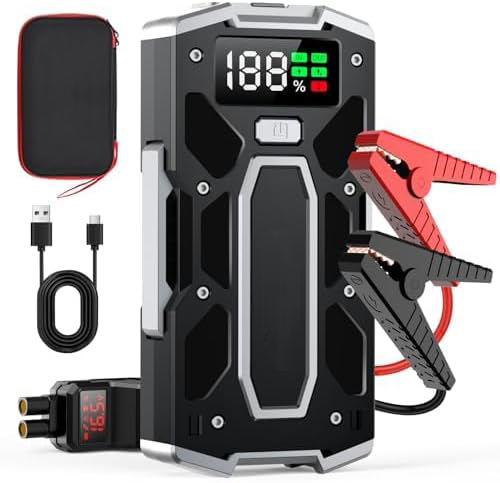 Car Jump Starter 5000A Peak 21800mAh 80.66Wh Battery Pack – 12V Gas & Diesel Engine Booster with LED Light & Power Bank