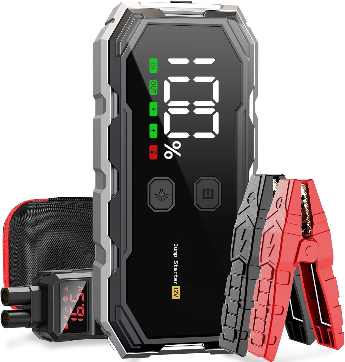 Portable Car Jump Starter 5000A Peak 21800mAh Battery Pack – 12V Gas & Diesel Engine Booster with 400 Lumen LED Flashlight & QC3.0 Fast Charging