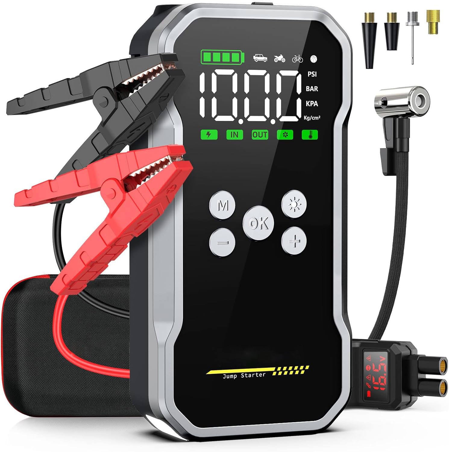 Portable Car Jump Starter 2500A Peak 22000mAh Battery Pack – 12V Gas & Diesel Engine Booster with LED Emergency Light