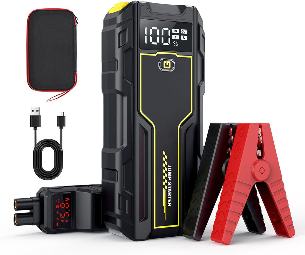 Car Jump Starter 4500A Peak 10000mAh 12V Portable Battery Booster Pack – Gas & Diesel Engine Starter with LED Light & Power Bank