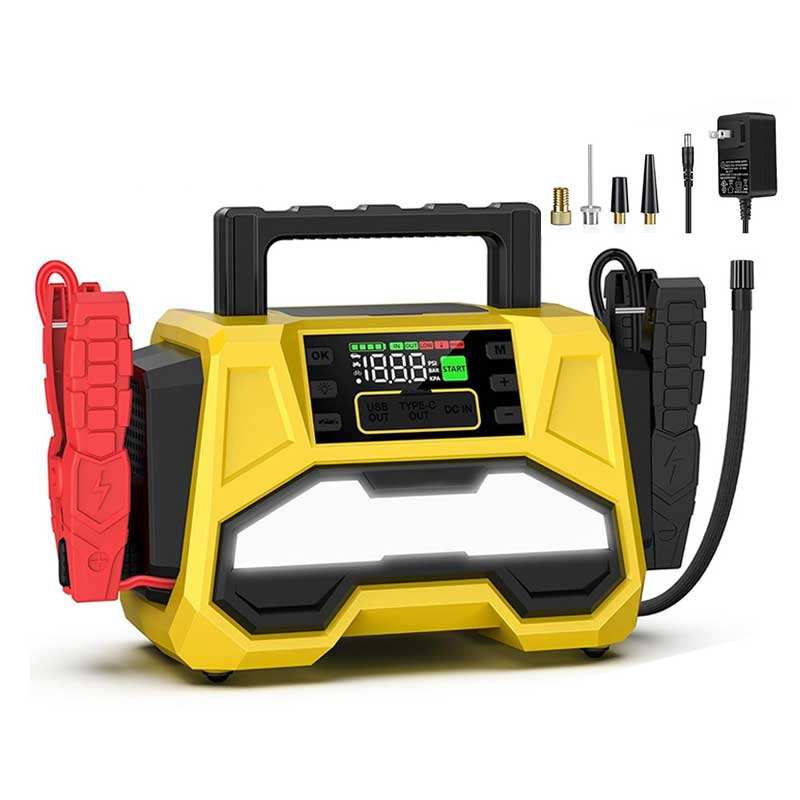 Car Jump Starter with Air Compressor – 4500A Peak 24000mAh 88.8Wh Battery Pack – 12V Gas & Diesel Engine Booster with LCD Display, LED Light & Power Bank