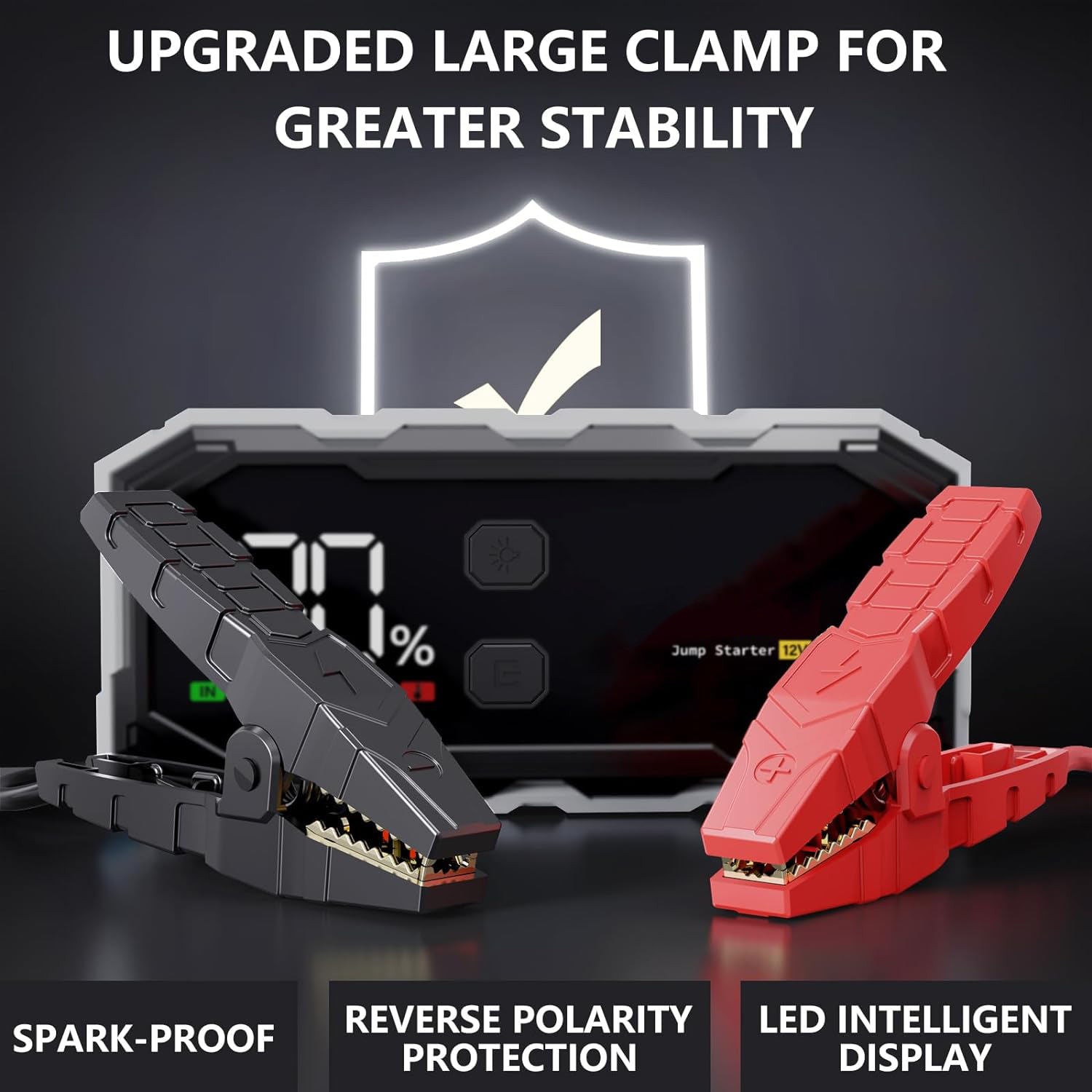 Portable Car Jump Starter 5000A Peak 21800mAh Battery Pack – 12V Gas & Diesel Engine Booster with 400 Lumen LED Flashlight & QC3.0 Fast Charging