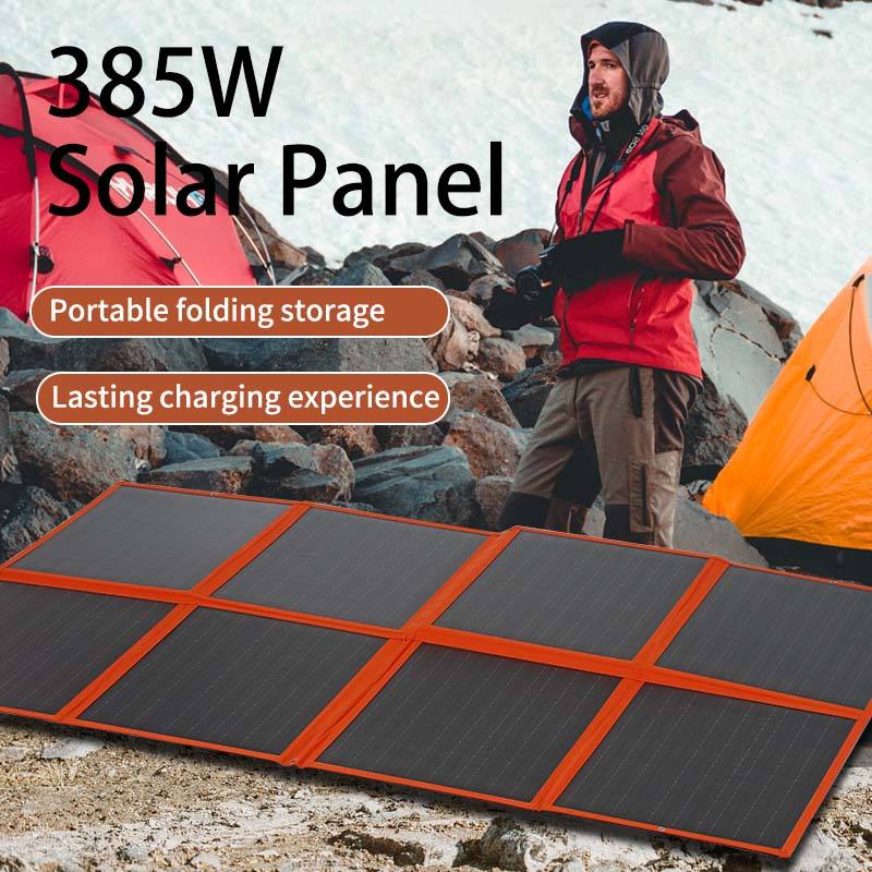 Portable Solar Panel 385W Foldable Monocrystalline High-Efficiency Charger with IP65 Waterproof for Outdoor Camping and RV