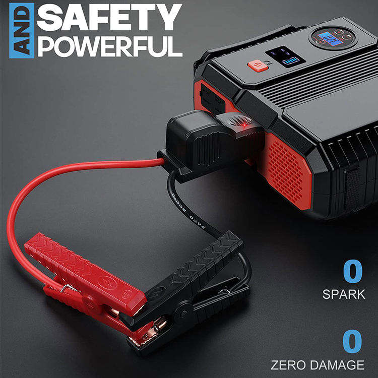 Car Jump Starter with Air Compressor 3000A Peak 24000mAh 88.8Wh Battery Pack – 12V Gas & Diesel Engine Booster with LED Light & Power Bank