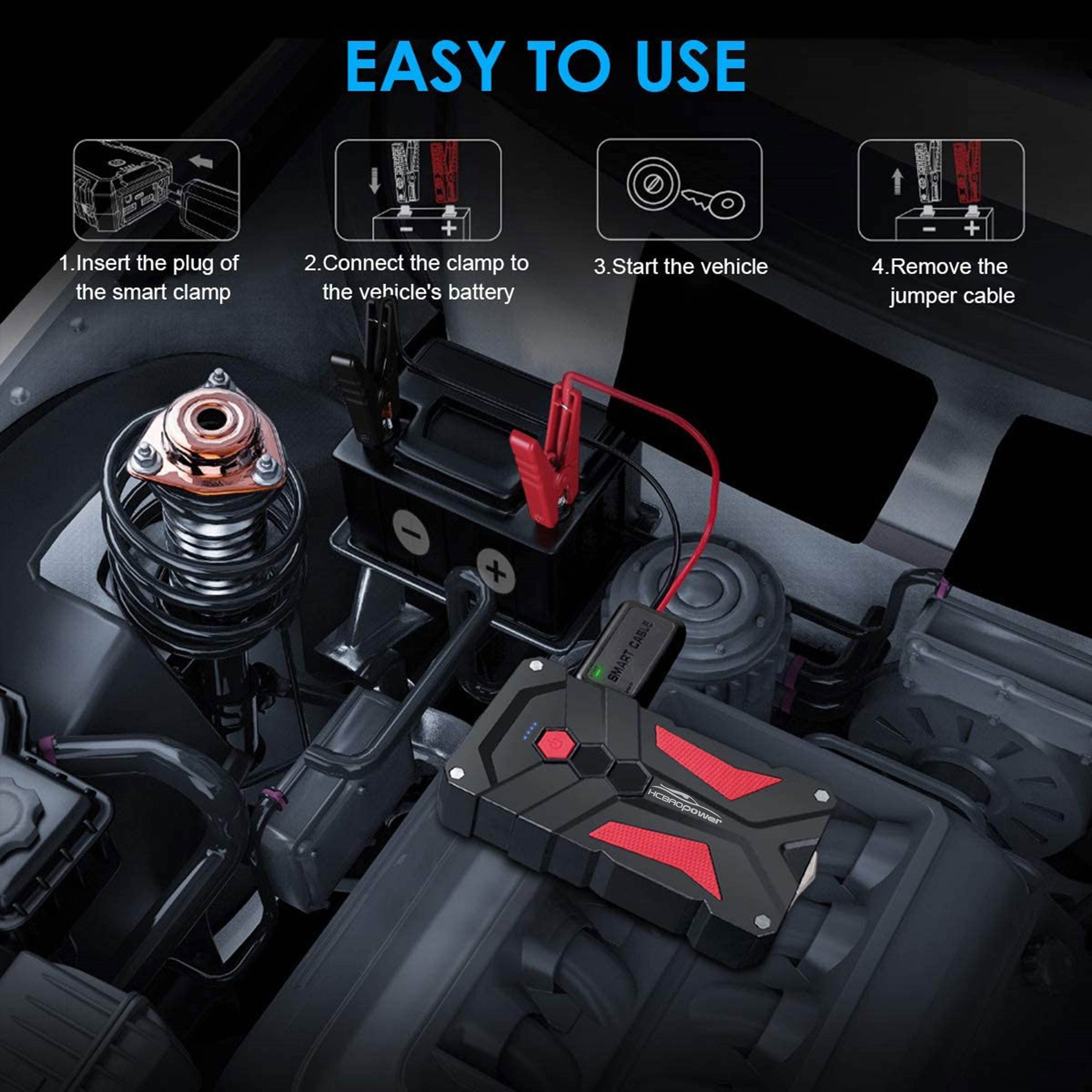 Portable Car Jump Starter 1200A Peak 14800mAh Battery Pack – 12V Vehicle Booster for Cars, SUVs, Motorcycles, Trucks, Boats