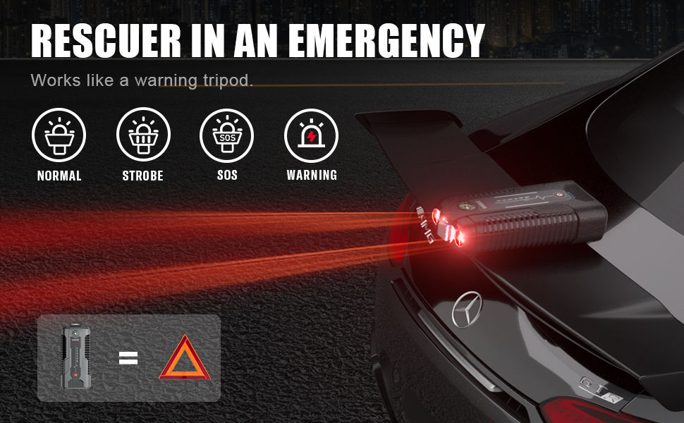 Car Jump Starter 2000A Peak 18000mAh Portable Battery Pack – 12V Gas & Diesel Engine Booster with LED Light, Power Bank & Safety Protection