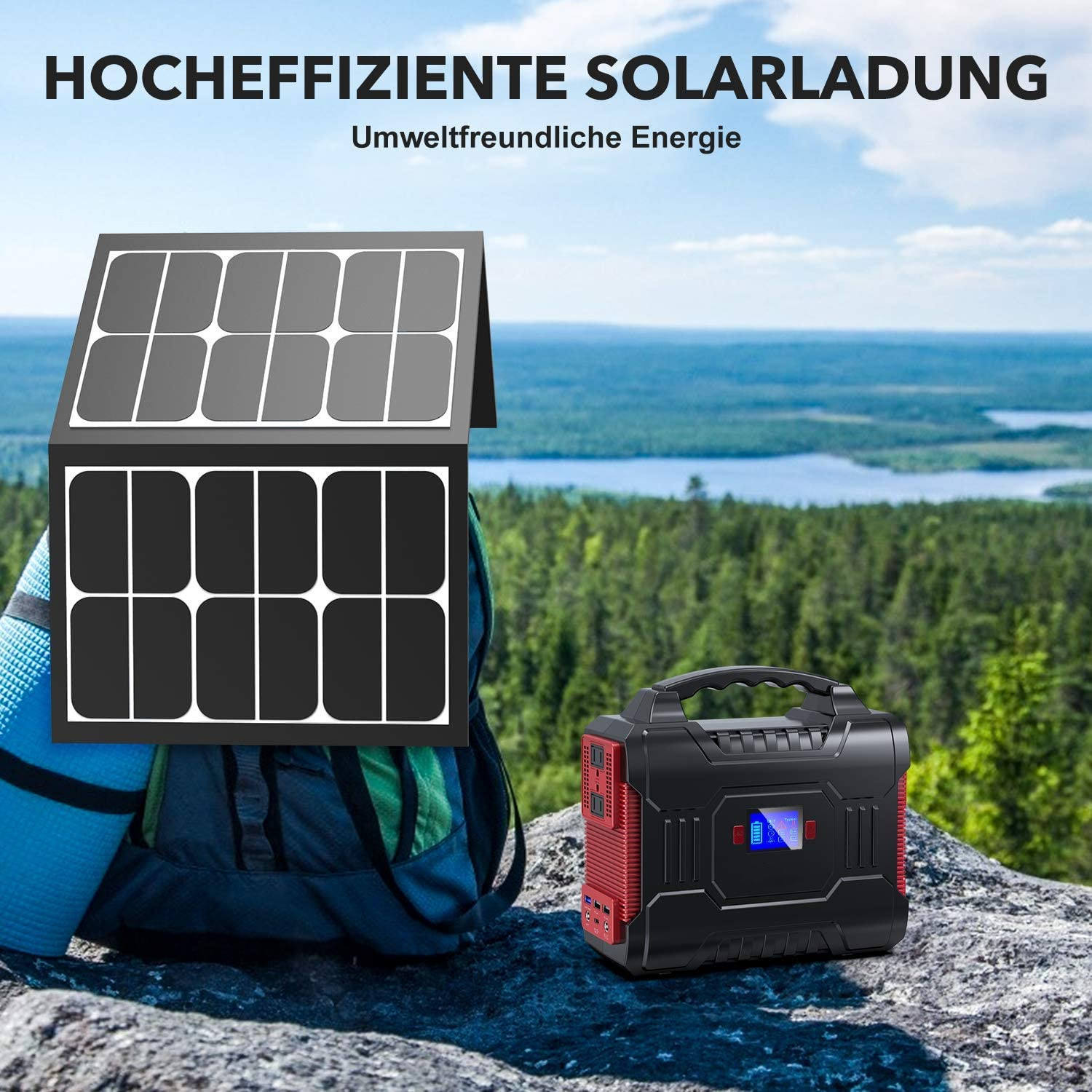 Portable Power Station 72000mAh 266.4Wh – 110V/220V AC Backup Battery Pack with USB & Type-C PD Output, Outdoor Camping & Emergency Power Supply