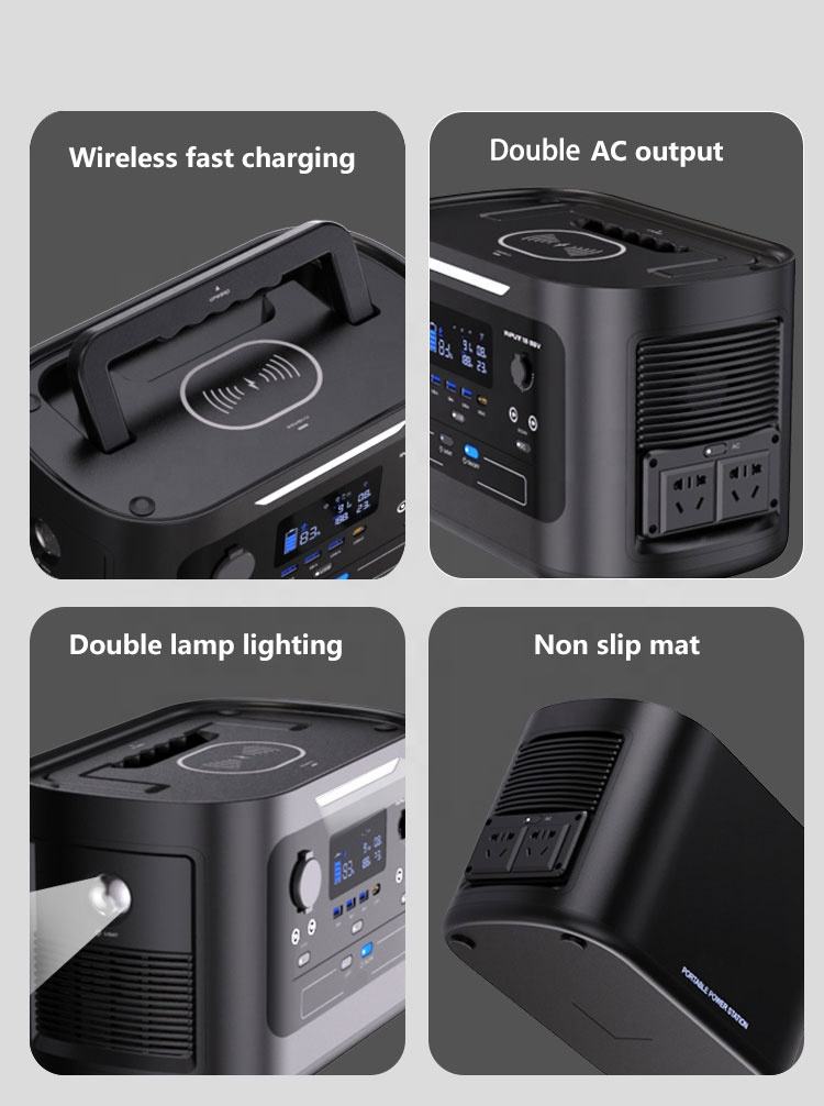 Portable Power Station 140400mAh 519Wh Battery Pack – 600W Standard / 1300W Peak AC Output with Wireless Charging, Type-C, Flashlight & Power Bank