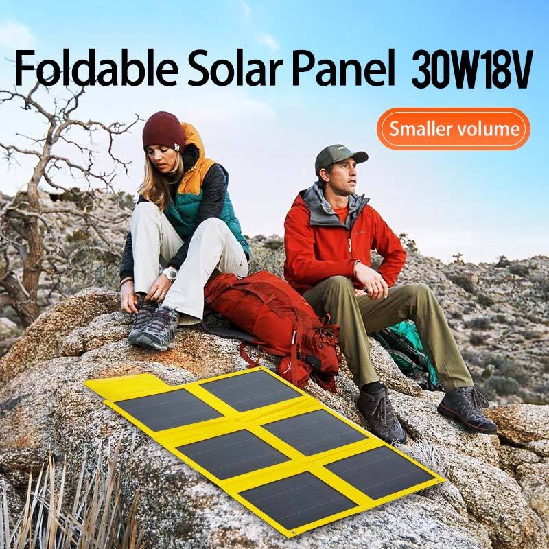 Portable Foldable Solar Panel Charger 30W High-Efficiency Monocrystalline for Outdoor Camping and Travel
