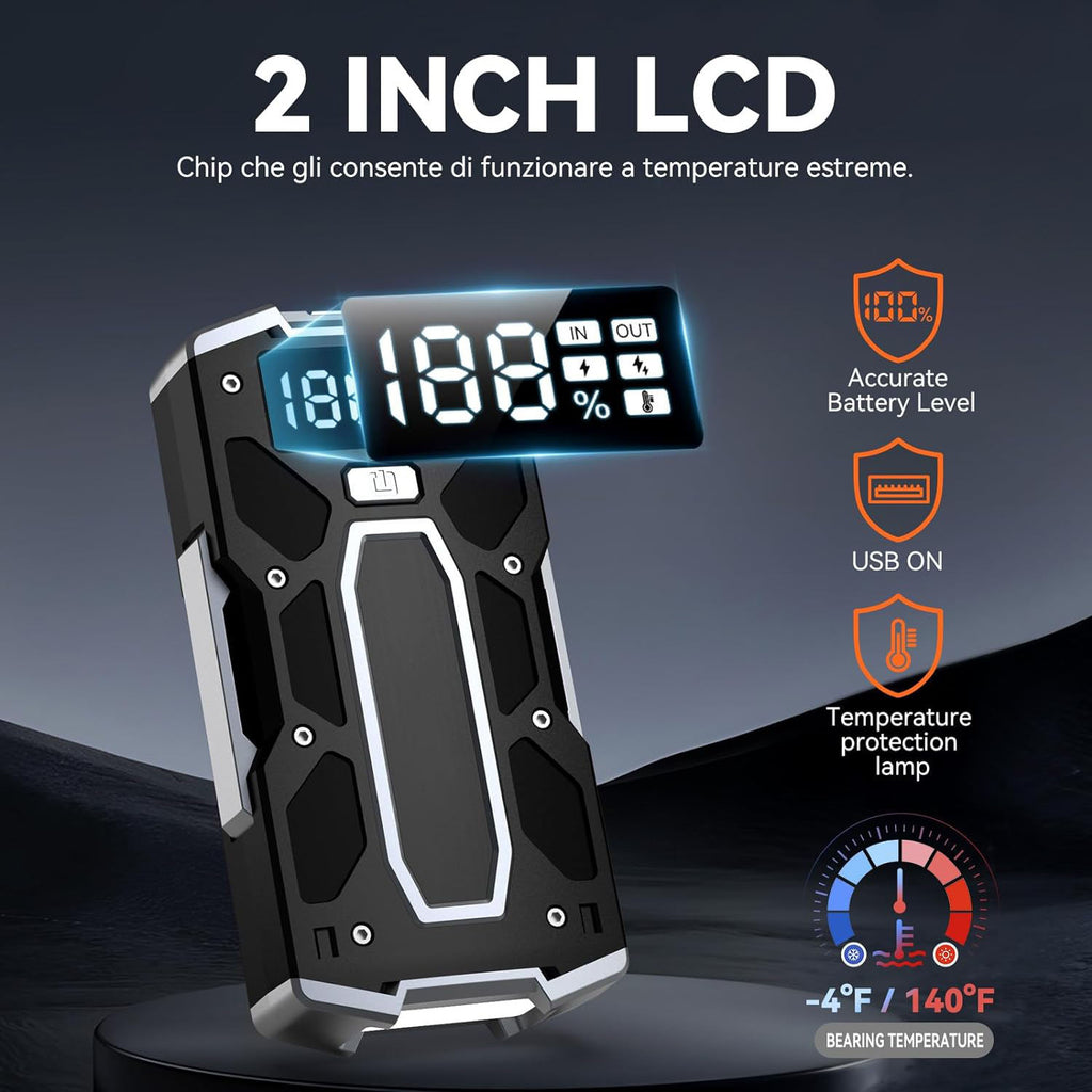 Car Jump Starter 5000A Peak 21800mAh 80.66Wh Battery Pack – 12V Gas & Diesel Engine Booster with LED Light & Power Bank