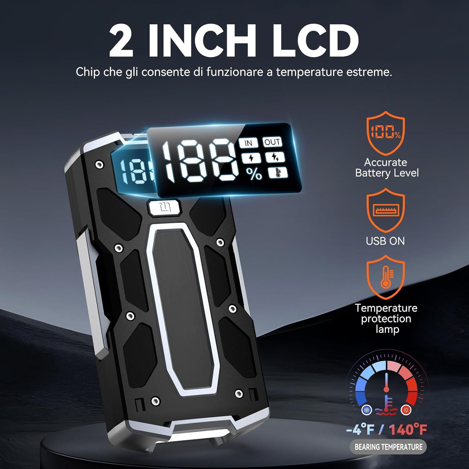 Car Jump Starter 5000A Peak 21800mAh 80.66Wh Battery Pack – 12V Gas & Diesel Engine Booster with LED Light & Power Bank