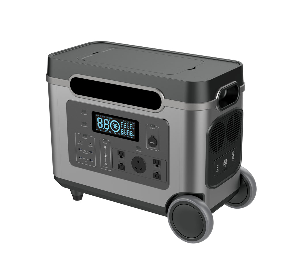 Emergency Power Station With Wheels 220V 2500W/3000W Backup Lithium Battery Energy Storage Portable Solar Power Station For Outdoor