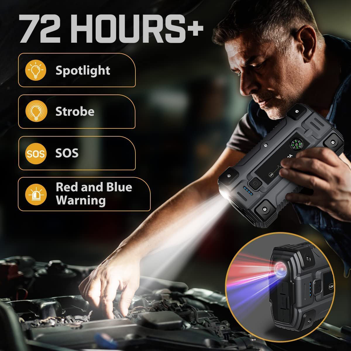 Portable Car Jump Starter 4000A Peak 23800mAh Battery Booster – 12V Gas & Diesel Engine Power Bank