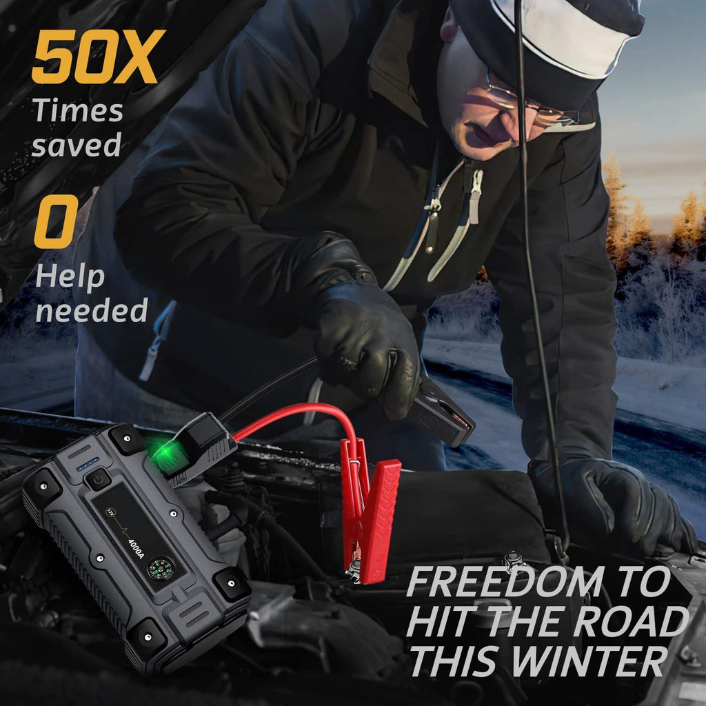 Portable Car Jump Starter 4000A Peak 23800mAh Battery Booster – 12V Gas & Diesel Engine Power Bank