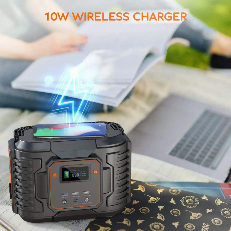 Portable Power Station 72000mAh 266.4Wh – 300W (Max 350W) Outdoor Generator with Pure Sine Wave, Wireless Charging, LED Light & Multiple Safety Protections